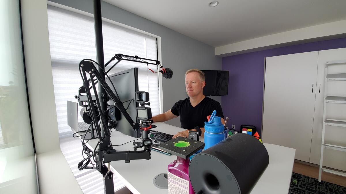 Jonathan Cogley works at his office in San Diego. 