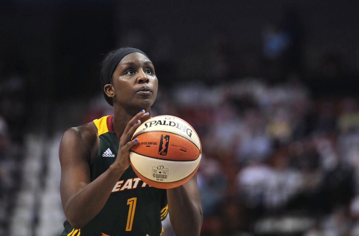 Seattle's Crystal Langhorne, show during a game earlier this season in Connecticut, came up big for the Storm on Tuesday night in a win over the Sparks.