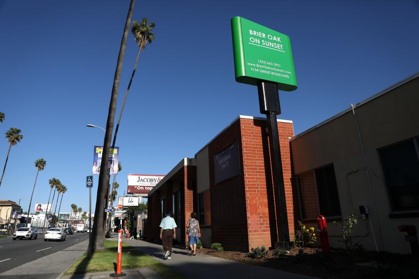 LOS ANGELES, CA -- APRIL 22: Brier Oak on Sunset, a facility specializing in Short Stay Rehabilitative Care and Long Term Care, on Wednesday, April 22, 2020, in Los Angeles, CA. Brier Oak on Sunset, has twice as many cases (182) as the next closest nursing home. (Gary Coronado / Los Angeles Times)