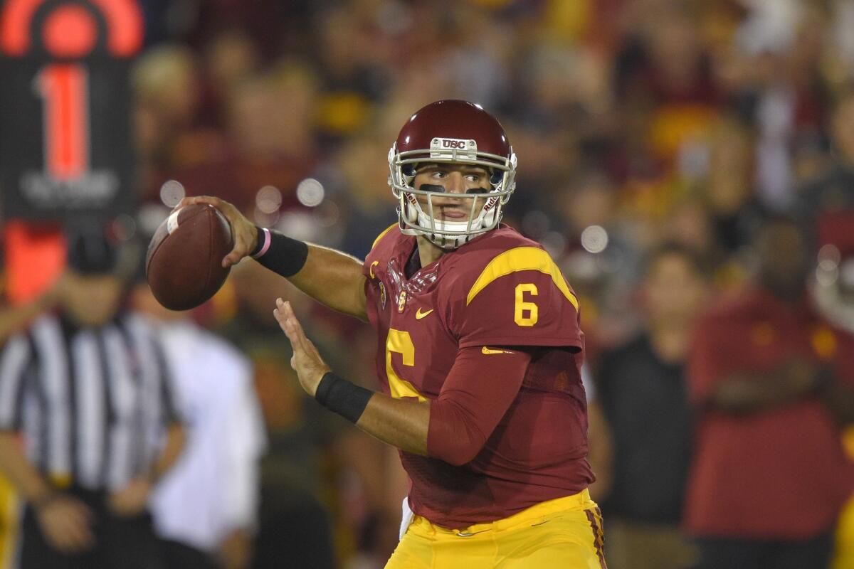 USC quarterback Cody Kessler completed 24 of 32 passes for 261 yards and two touchdowns against Oregon State on Sept. 27.