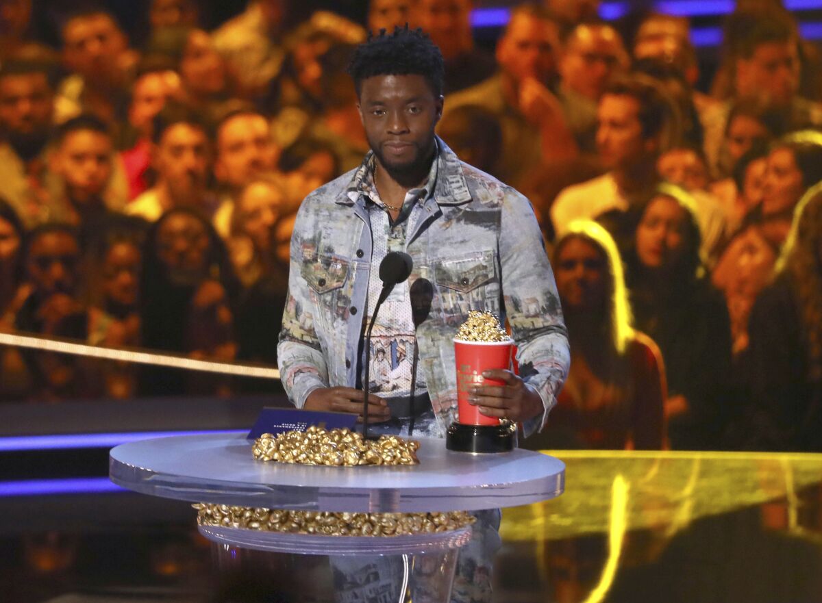Chadwick Boseman at the 2018 MTV Movie and TV Awards