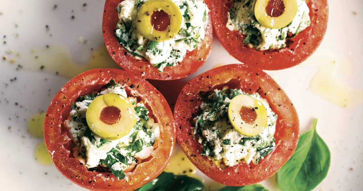 Recipe for Pomodori Spumosi (cheese stuffed tomatoes) from Osteria Mamma