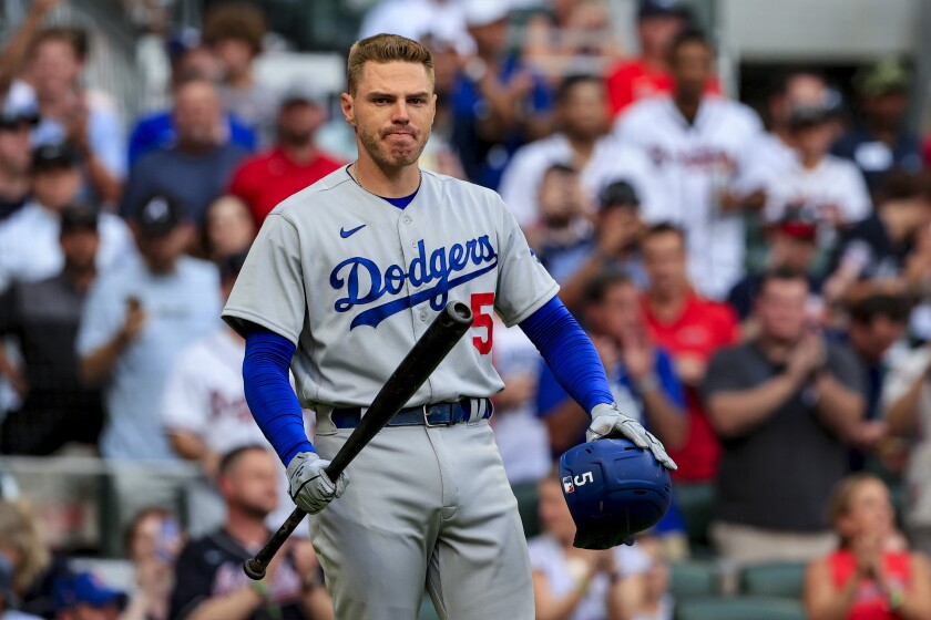 The Dodgers' Freddie Freeman steps up to the plate during the first inning June 24, 2022.