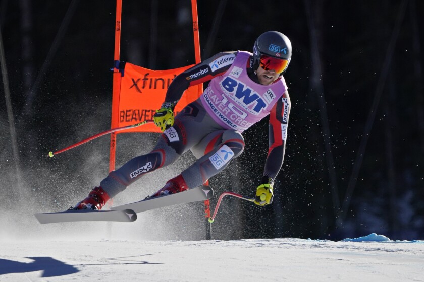Norway's Aleksander Aamodt Kilde competes during a men's World Cup downhill ski race Saturday, Dec. 4, 2021, in Beaver Creek, Colo. (AP Photo/Robert F. Bukaty)