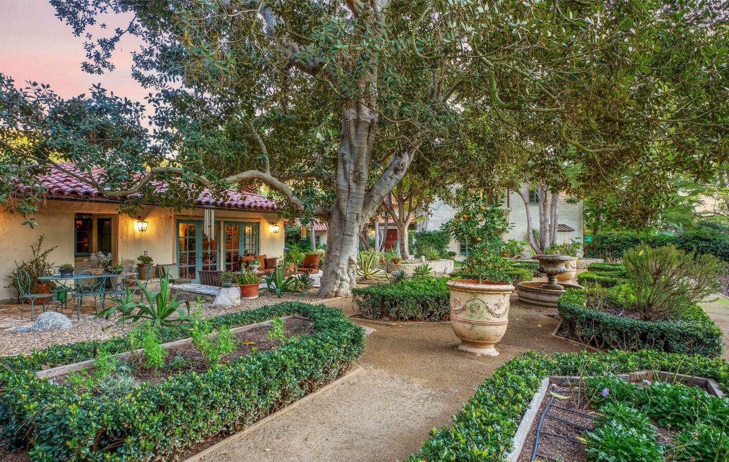 The landscaped gardens.