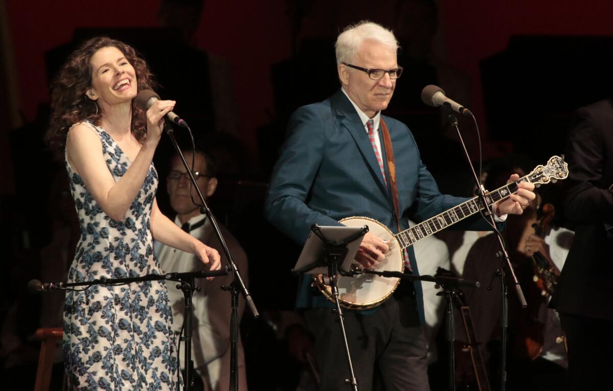 Steve Martin and Edie Brickell played music from their album "Love Has Come For You" at the Hollywood Bowl on Wednesday.
