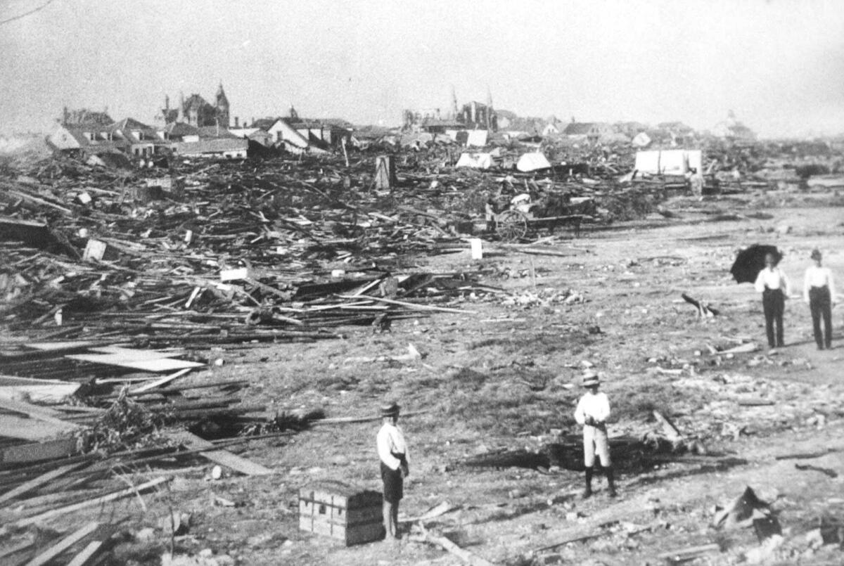 In 1900, a large part of Galveston, Texas, was reduced to rubble and nearly 10,000 people were killed in the deadliest hurricane to ever hit the United States. (Associated Press)