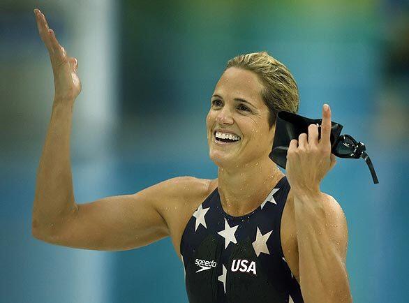 Dara Torres gestures