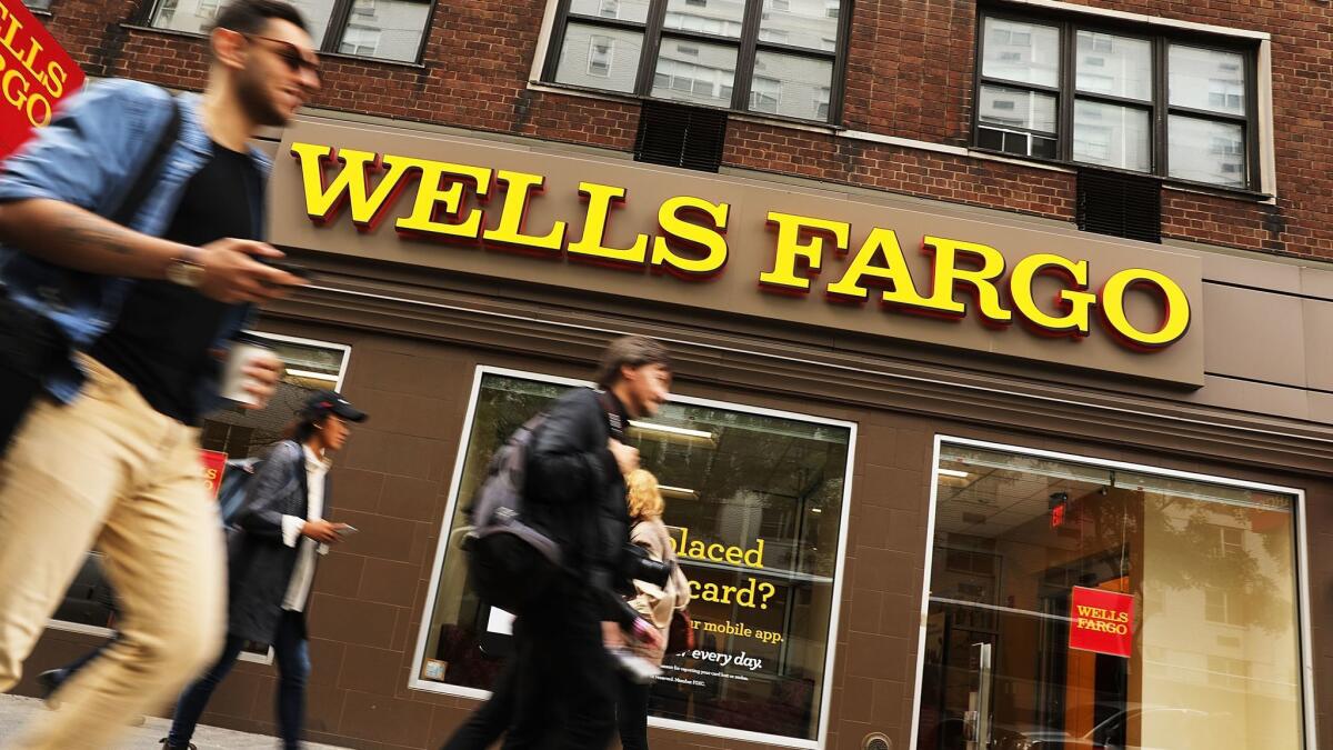 A Wells Fargo bank branch in New York in 2017.