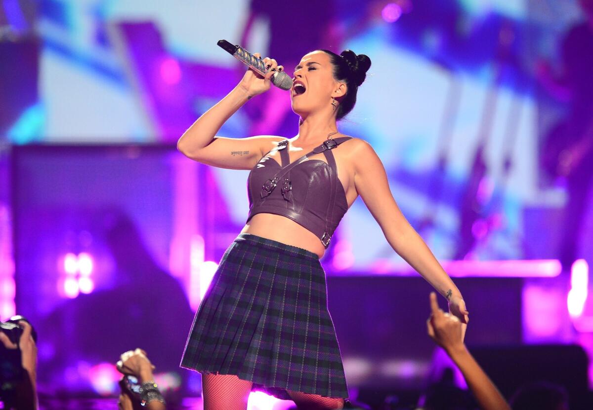 Katy Perry, seen performing at the iHeartRadio Music Festival, released a new song Monday, "Walking on Air," from her upcoming album "Prism."