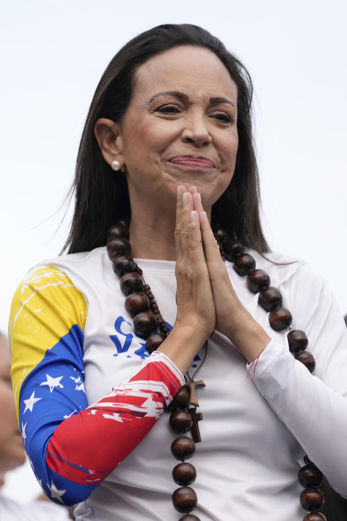 La líder opositora María Corina Machado, durante el cierre de la campaña 