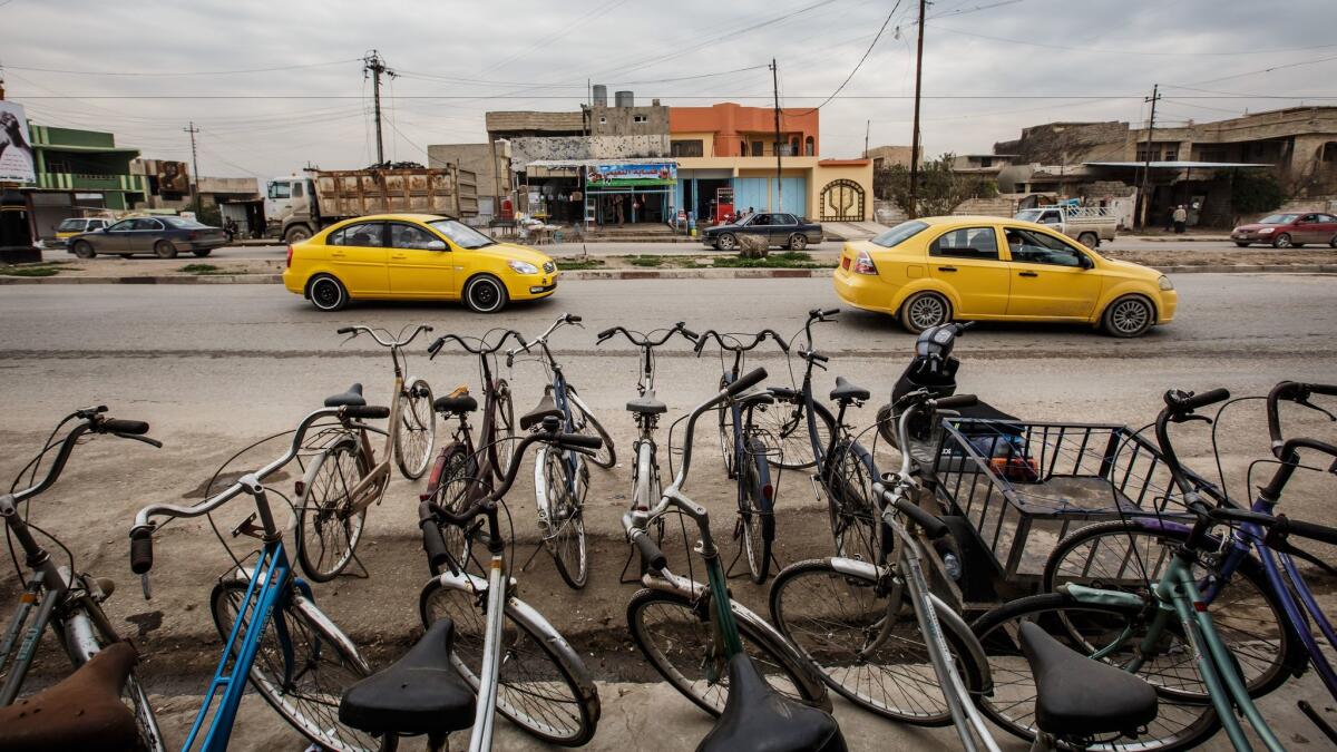 Bicycles for sale at Mohammed Sabah Yehia's store in east Mosul, Iraq.