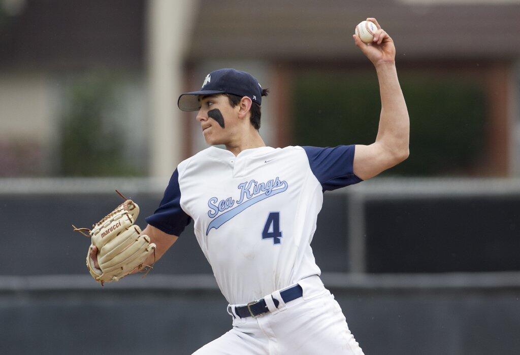 Corona del Mar High's Chazz Martinez pitched a four-hit shutout against Woodbridge.