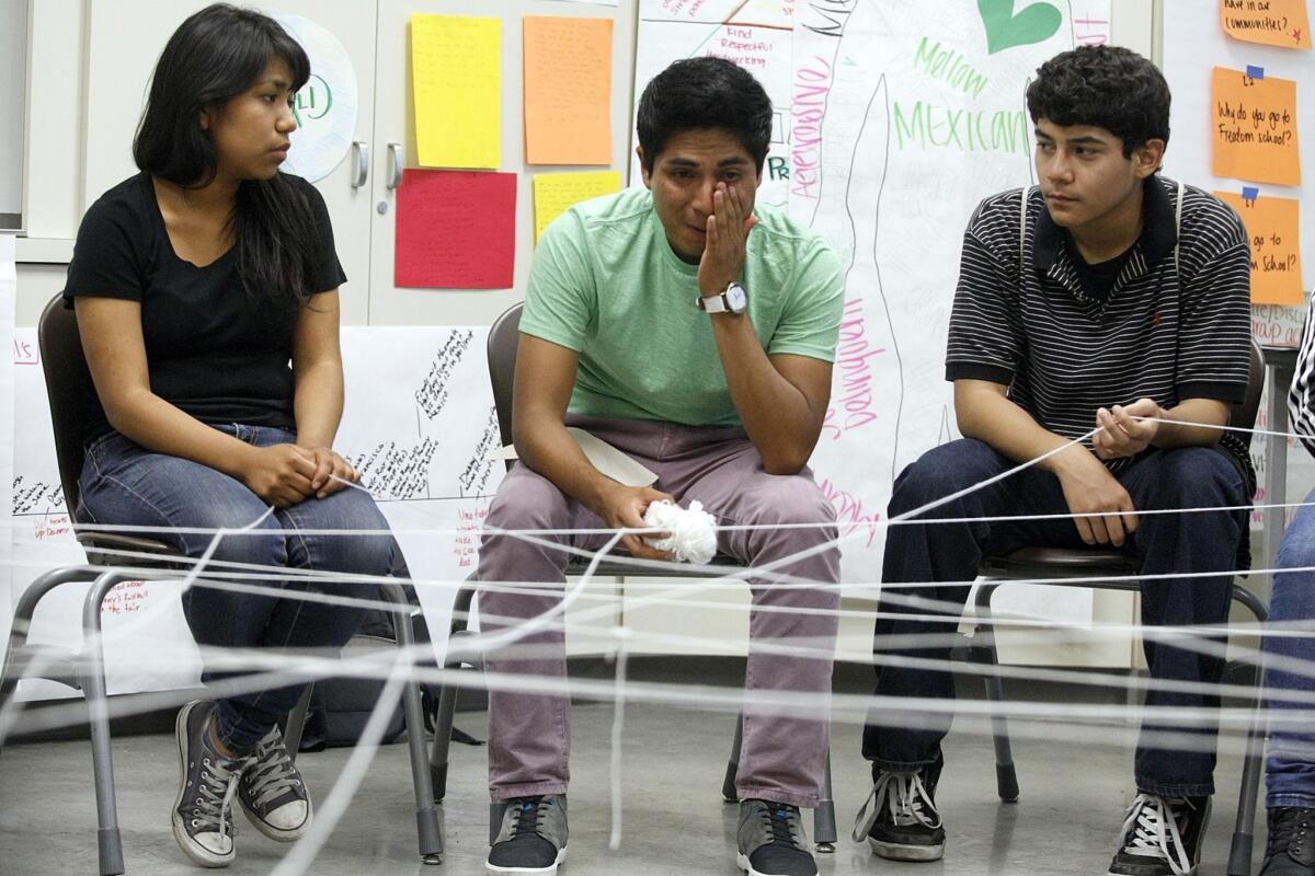 Students share their stories at the Miguel Contreras Learning Complex.