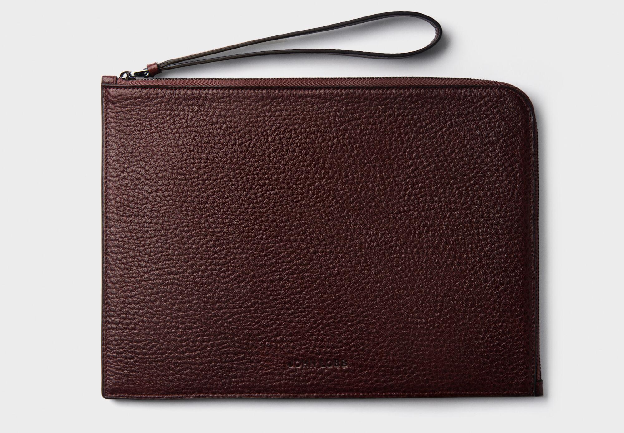 A zip-top leather pouch