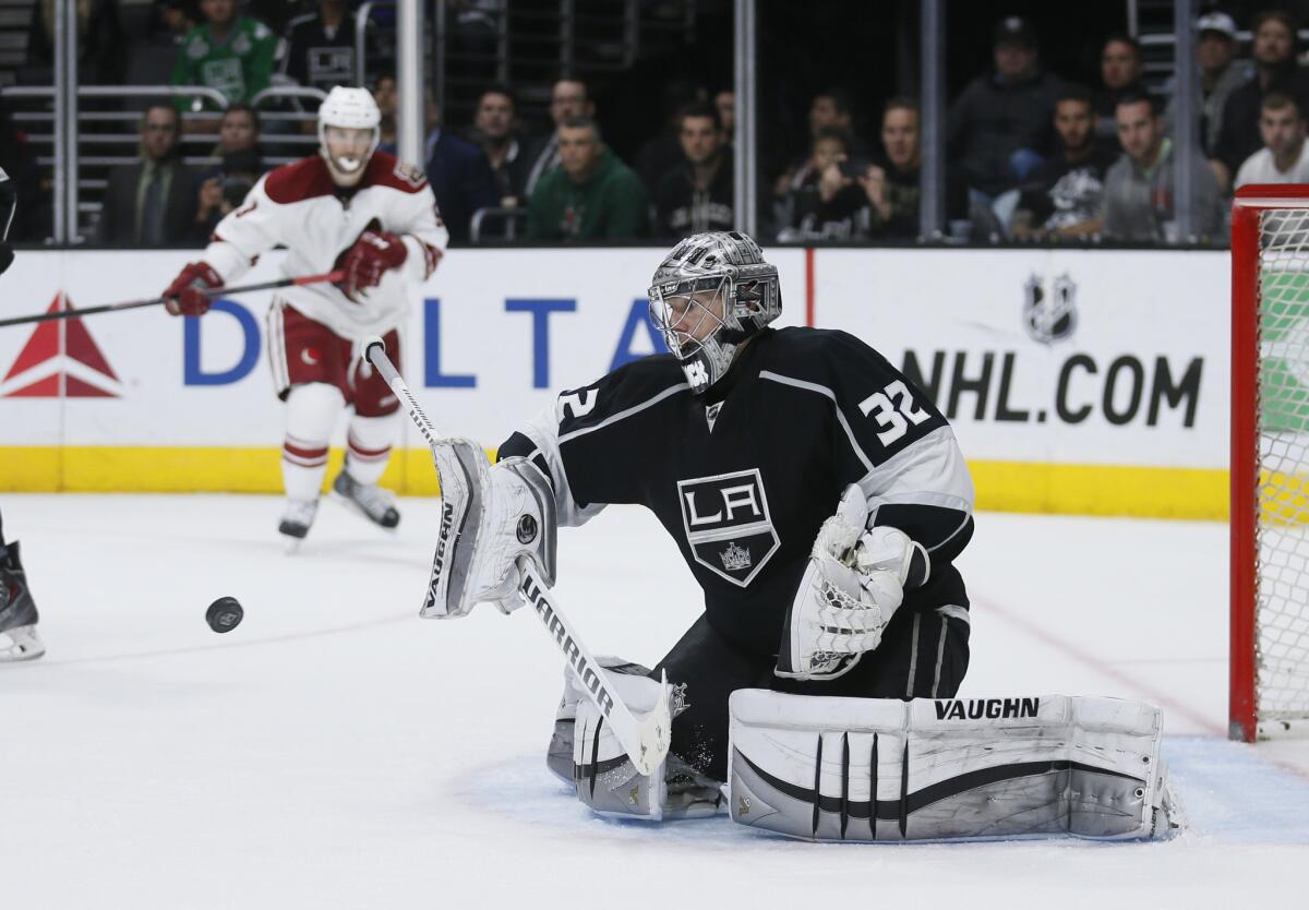 Kings goalie Jonathan Quick recorded one of his six shutouts this season Monday against Arizona at Staples Center.