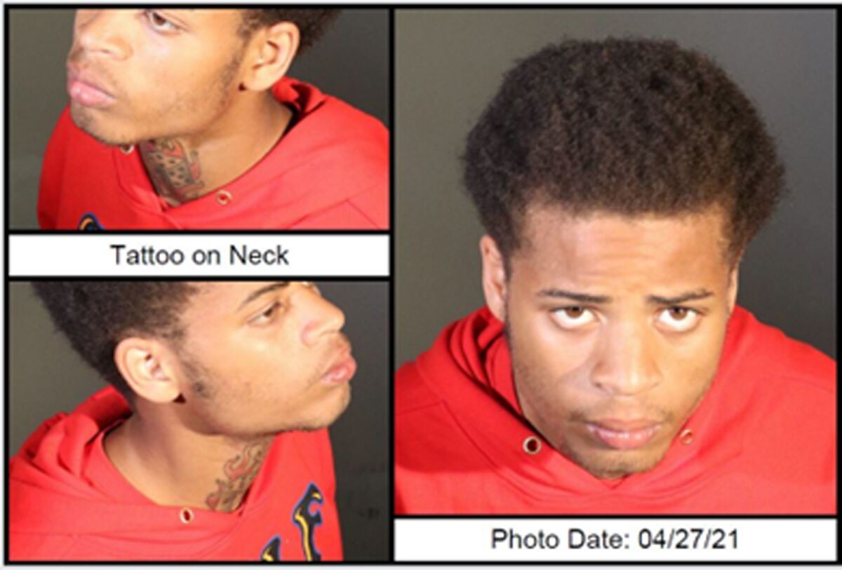 In these April 27, 2021, photos released by the U.S. Marshals Service shows James Howard Jackson. Federal authorities are offering a $5,000 reward for information about Jackson, the man who allegedly shot Lady Gaga's dog walker last year in Hollywood and stole two of the pop star's French bulldogs. He was mistakenly released from custody in April and remains missing. (U.S. Marshals Service via AP)