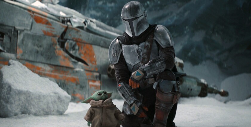 This image released by Disney+ shows Pedro Pascal in a scene from "The Mandalorian." (Disney+ via AP)