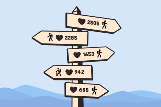 Illustration of hiking trail signs with "like" hearts on them