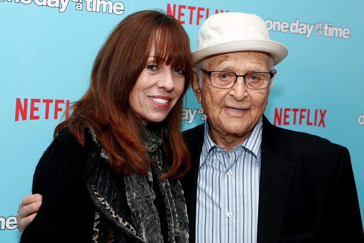 Mackenzie Phillips and Norman Lear at a premiere party for Netflix's "One Day at a Time" in 2016. 