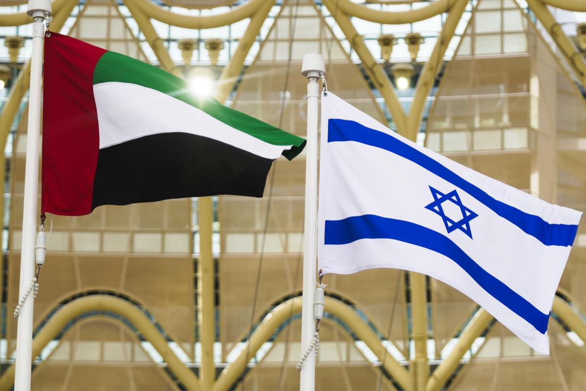 UAE and Israeli flags flying next to each other