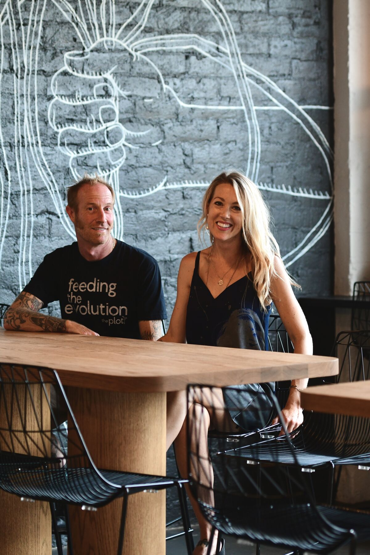 Davin and Jessica Waite, co-owners of The Plot, a plant-based, zero-waste restaurant in Oceanside.