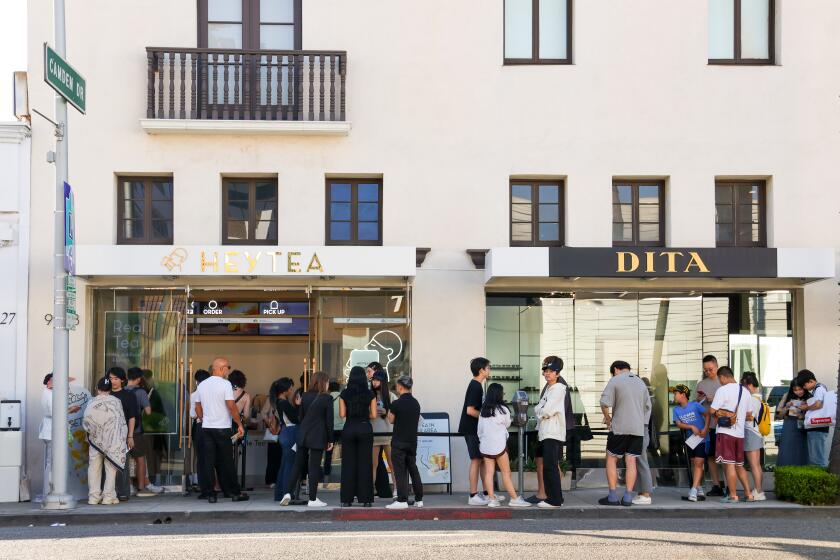 Los Angeles, CA - July 26: International tea chain Heytea opened its first LA location on Friday, July 26, 2024 in Beverly Hills. Founded in China in 2012, Heytea has more than 4000 stores worldwide. (Grace Xue / Los Angeles Times)