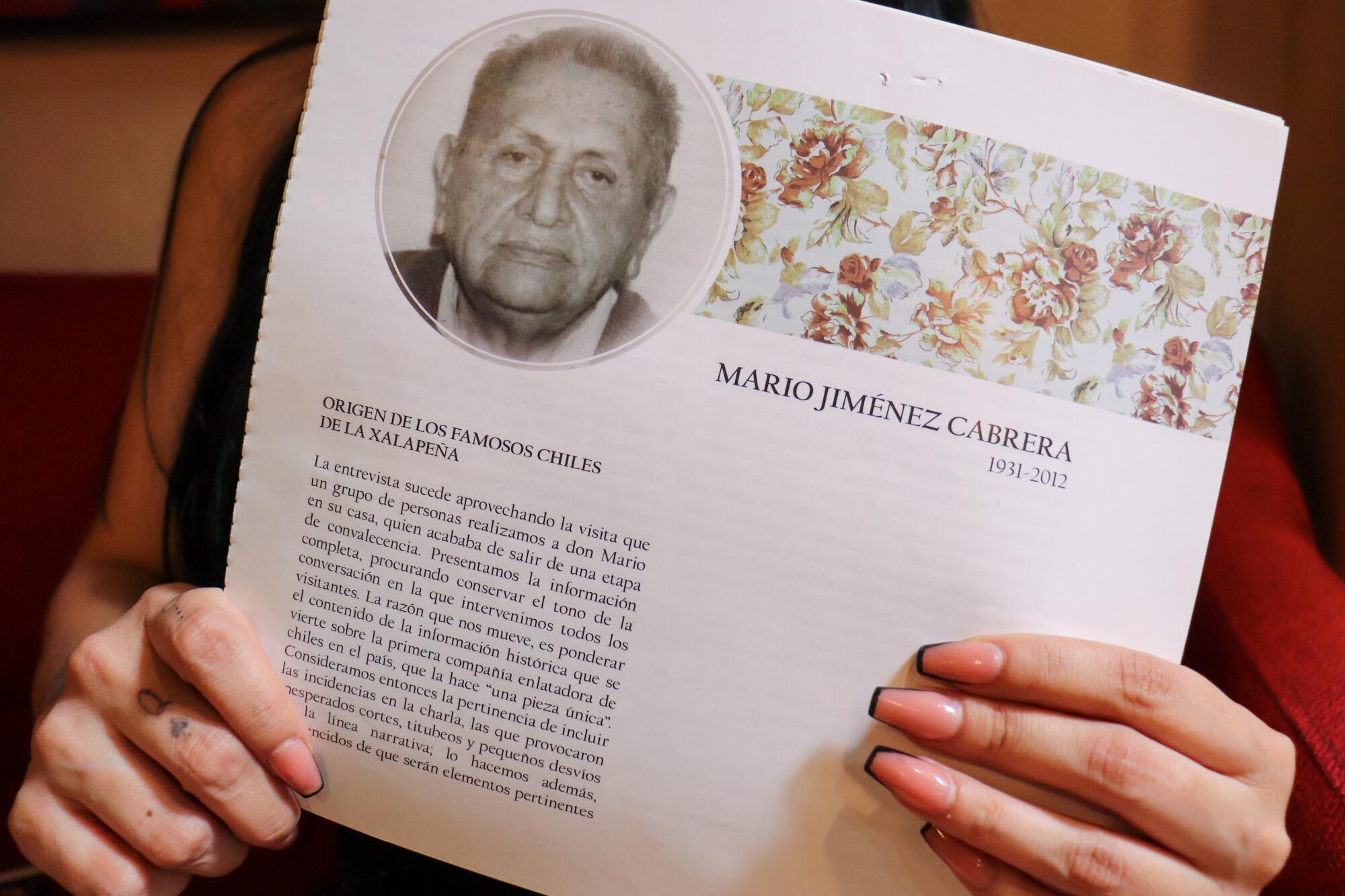 A magazine clipping featuring La Jalapeño owner Mario Jimenez Cabrera.