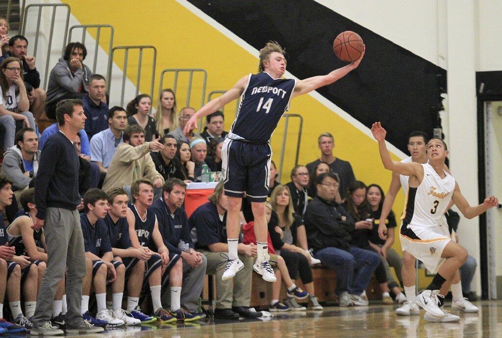 Newport Harbor High's Nic Sargeant (14) steals the ball during the first half against Foothill in a CIF Southern Section Division 2AA first-round playoff game on Friday.