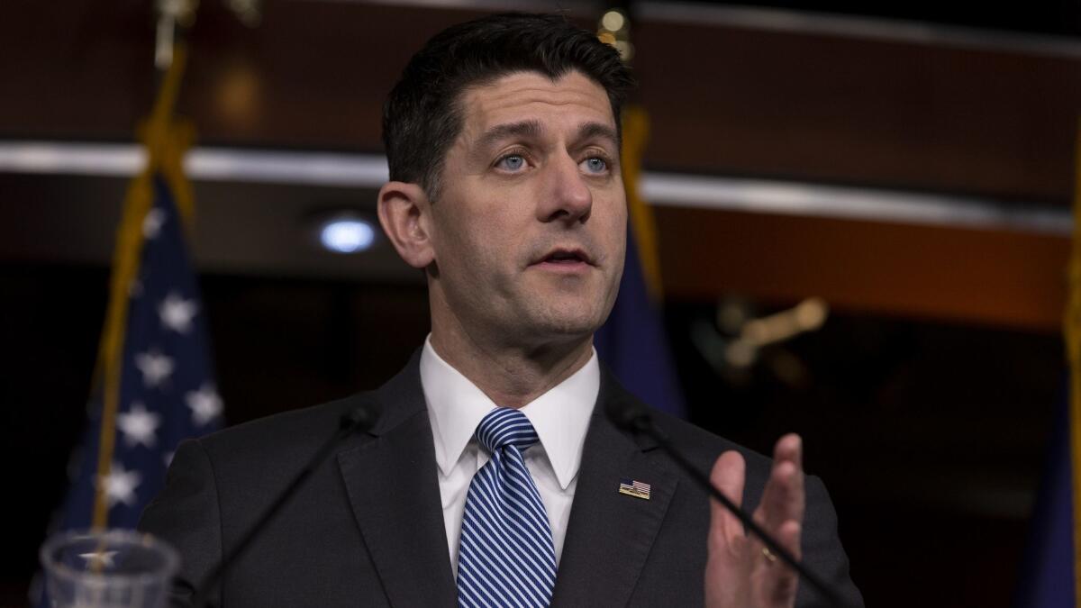 Speaker of the House Paul Ryan spreaks at the U.S. Capitol on Thursday.