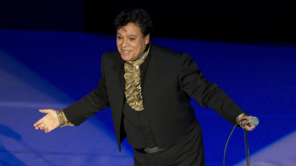 Mexican singer Juan Gabriel performs in April 2015 at the National Auditorium in Mexico City.