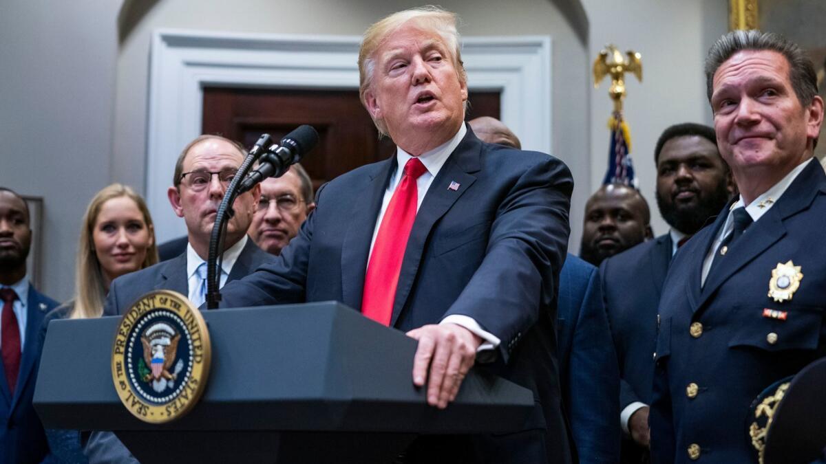 President Trump speaks on bipartisan criminal justice reform legislation known as The First Step Act in Washington on Nov. 14.