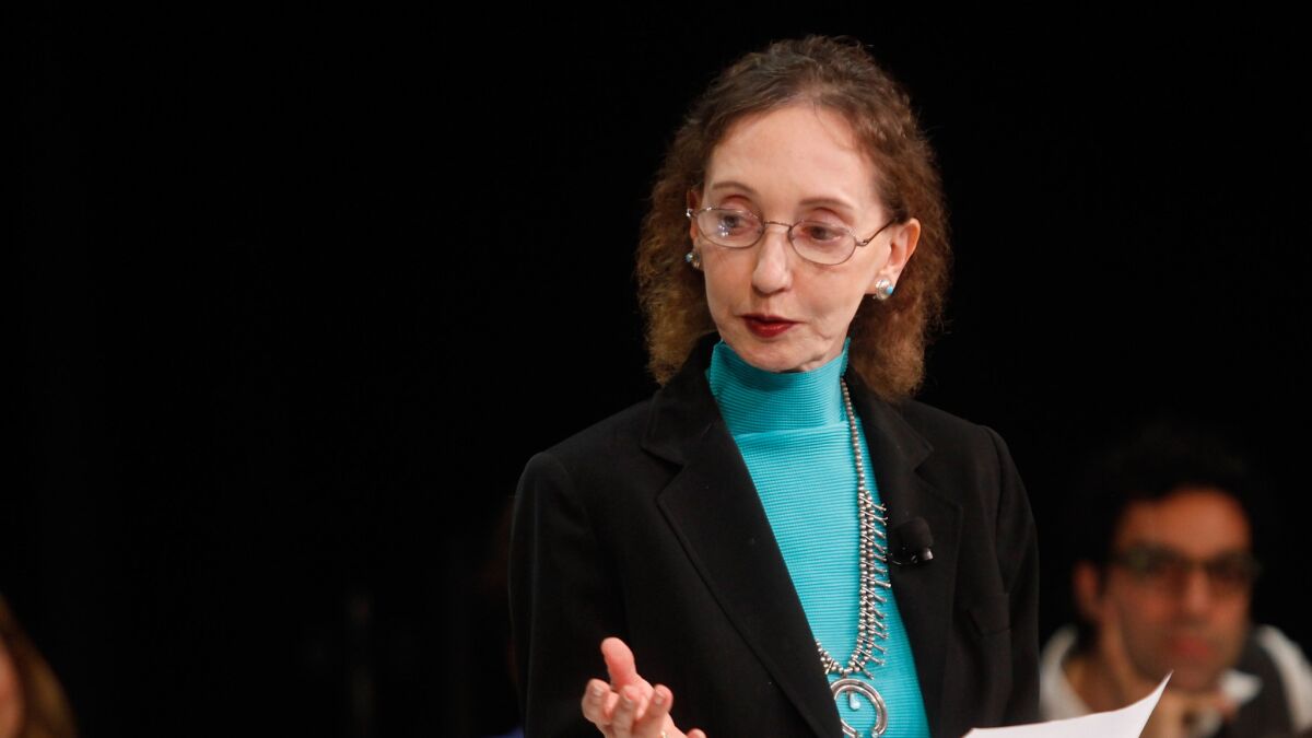 Author Joyce Carol Oates, shown at the New Yorker Festival earlier this month, has been making waves on Twitter.
