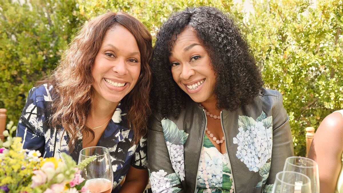 Channing Dungey and Shonda Rhimes at Glamour x Tory Burch's "Women to Watch" lunch.