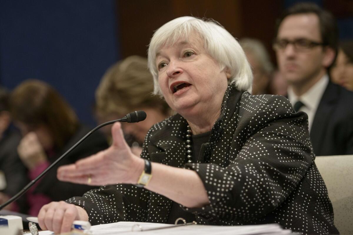 Federal Reserve Chairwoman Janet Yellen speaks during a hearing of the House Financial Services Committee last month.