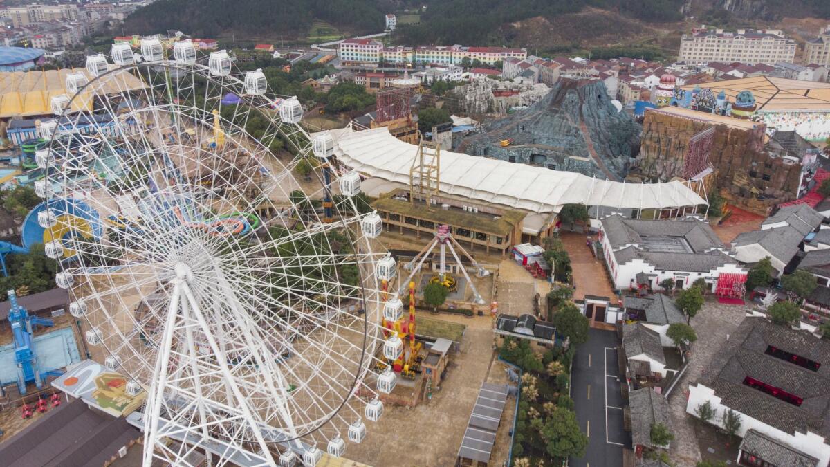 An aerial view of Hengdian movie studios.