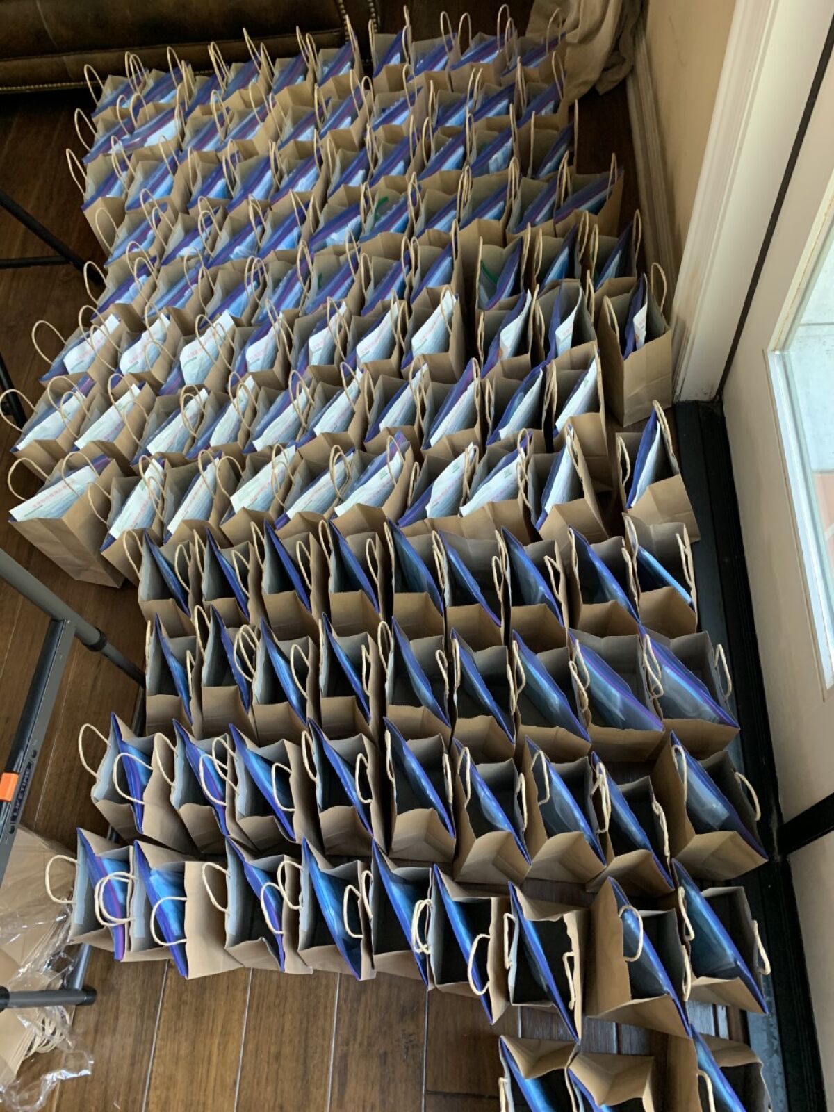 Masks packed to be given out for free.
