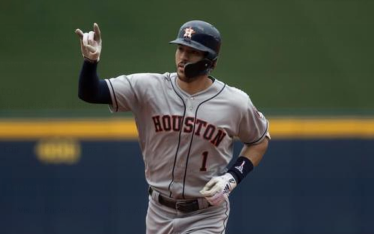Carlos Correa de los Astros de Houston festeja una carrera durante un partido de béisbol de las Grandes Ligas (MLB). EFE/ Miguel Sierra/Archivo