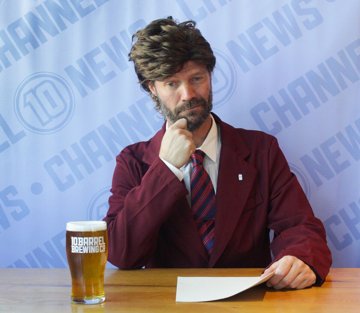 10 Barrel Brewing Co. brewmaster Ben Shirley as Ron Burgundy from Anchorman.