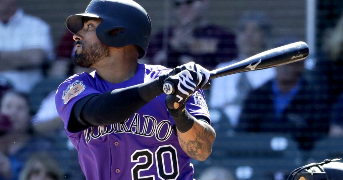 Colorado Rockies' Ian Desmond during the first inning of a spring