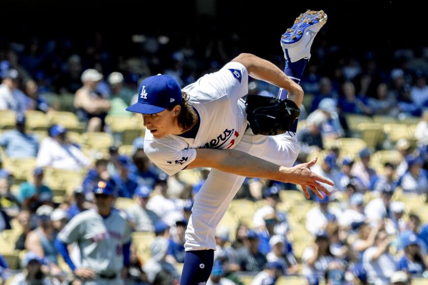 LOS ANGELES, CA - APRIL 21, 2024: Los Angeles Dodgers starting pitcher Tyler Glasnow.