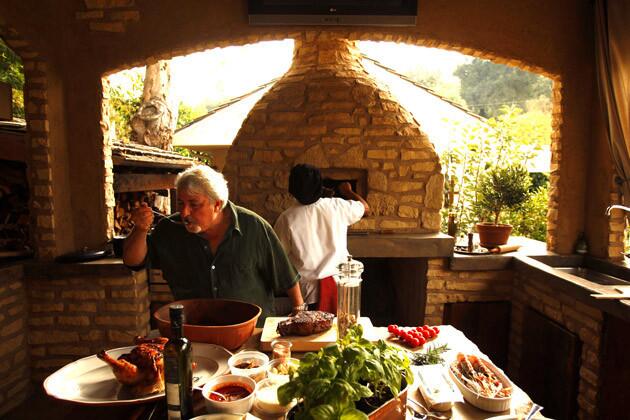 Chef Celestino Drago's outdoor kitchen