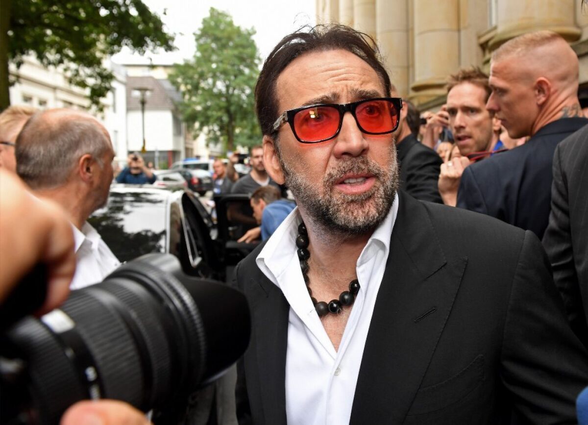 Nicolas Cage leaves after attending the unveiling of his star on the Walk of Fame during the Oldenburg Film Festival in Oldenburg, Germany, on Sept. 16.