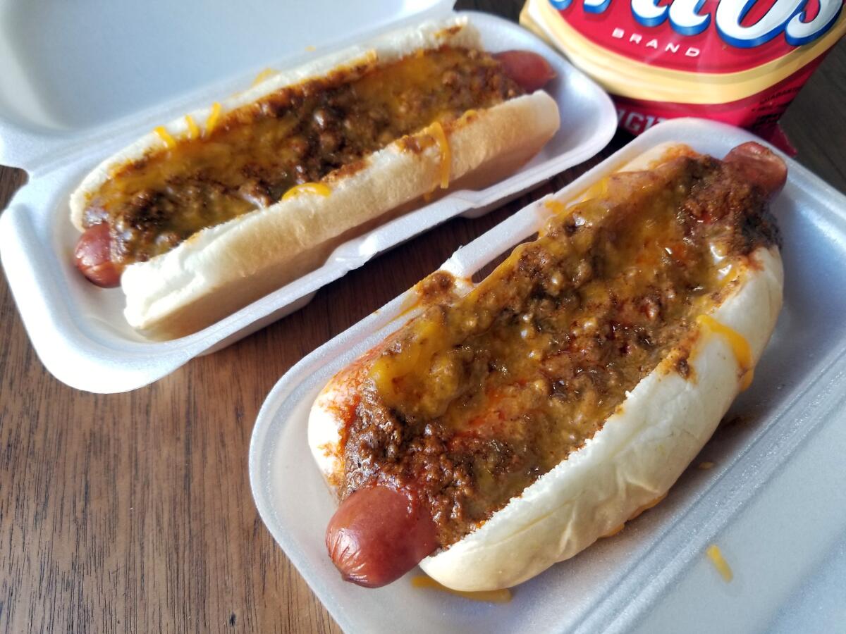 Two chili dogs from Art's Chili Dogs, which closed its doors on Sunday, March 8, 2020. 