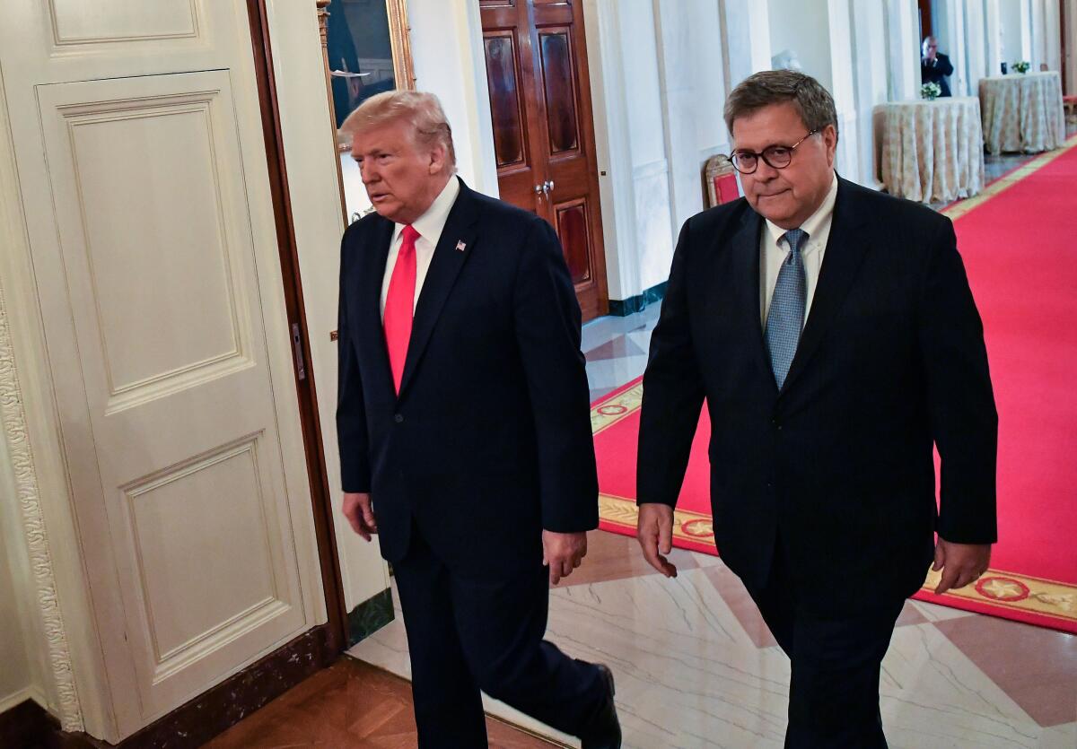 William Barr and Donald Trump