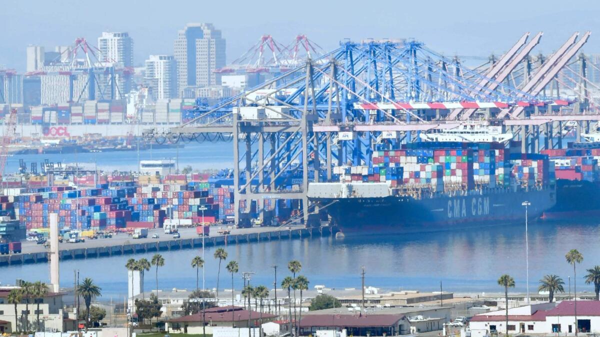 California's trade, transportation and utilities sector grew by 11,200 jobs in July. Above, the Port of Long Beach.