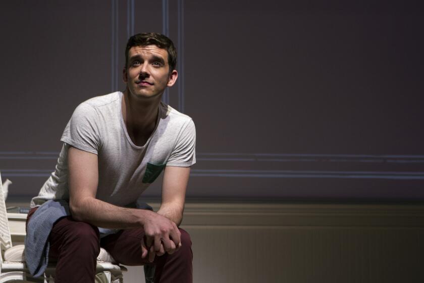 Michael Urie rehearses a one man show, "Buyer and Cellar," at the Mark Taper Forum LA Music Center.