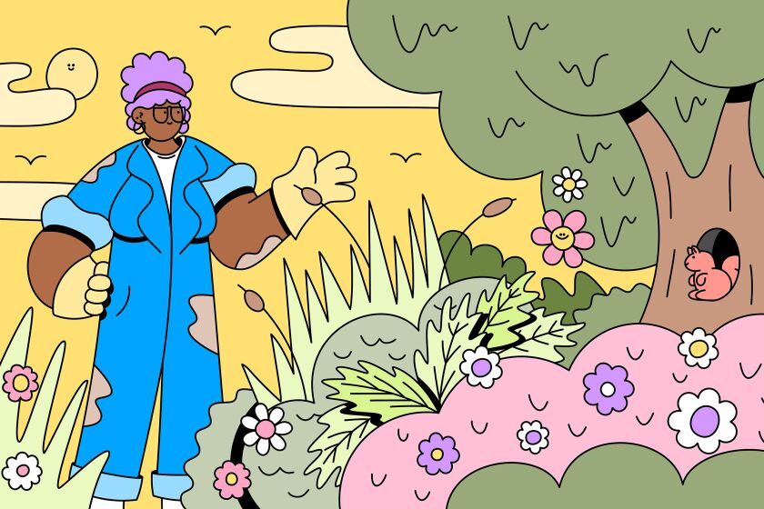 Illustration of a women gardening