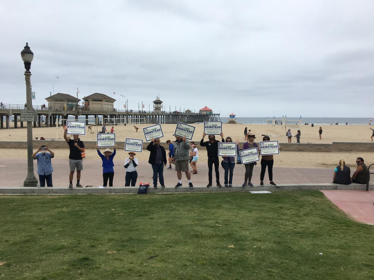 Keirstead supporters maneuvered their way into the view of the MSNBC camera