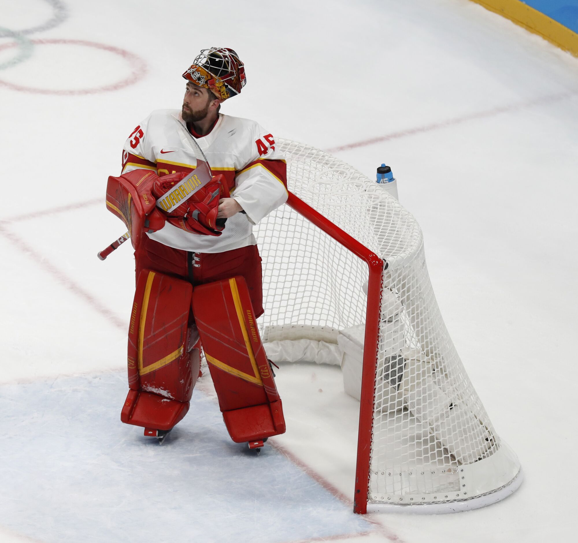 China goalkeeper Shimisi Jieruimi (Jeremy Smith) looks up at the scoreboard during an 8-0 loss to the United States.